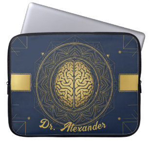 Elegant Neurology Gold Brain Anatomy Professiona Laptop Sleeve