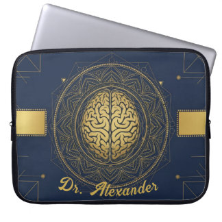 Elegant Neurology Gold Brain Anatomy | Professiona Laptop Sleeve