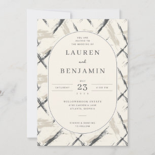Elegant Neutral Abstract Brushstrokes Invitation