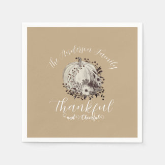 Elegant Neutral Autumn ‘Thankful And Cheerful’  Napkin