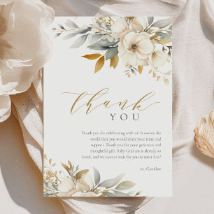 Elegant Neutral Baby In Bloom Baby Shower Thank You Card