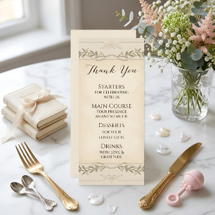 Elegant Neutral baby shower menu 