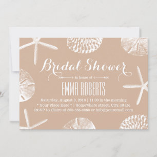 Elegant Neutral Beach Seashells Bridal Shower Invitation