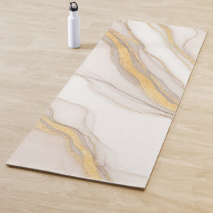 Elegant Neutral Beige Marble With Gold  Yoga Mat