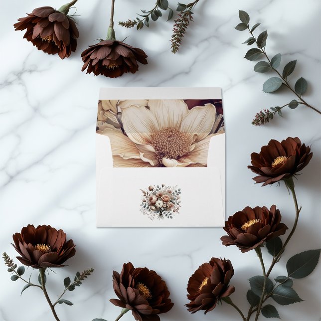 Elegant Neutral Blooms Mocha Mousse Floral Wedding Envelope (Elegant Neutral Blooms Mocha Mousse Floral Wedding Envelope)