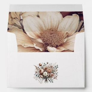 Elegant Neutral Blooms Mocha Mousse Floral Wedding Envelope