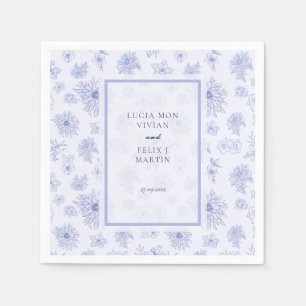 Elegant Neutral Blue Shadow floral Wedding Dinner Napkin