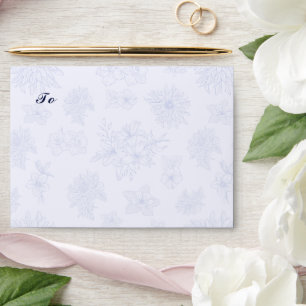 Elegant Neutral Blue Shadow floral Wedding Envelope