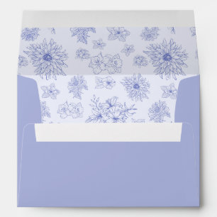 Elegant Neutral Blue Shadow floral Wedding Envelope