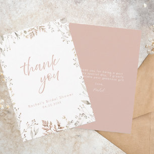 Elegant Neutral Botanical Bridal Shower Thank You Card