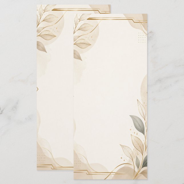 Elegant Neutral Botanical Wedding Program. Programme (Front/Back)