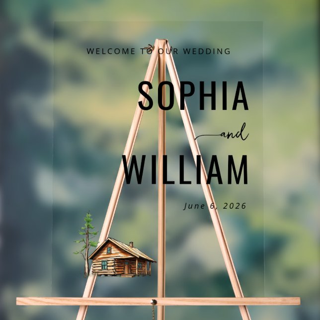 Elegant Neutral Cabin Illustration Acrylic Sign (Neutral)