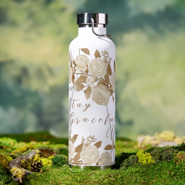 Elegant Neutral Chic Rose White  Water Bottle (Outdoor)