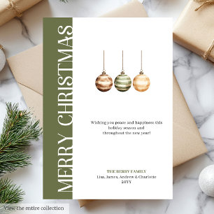 Elegant neutral Christmas baubles greeting card