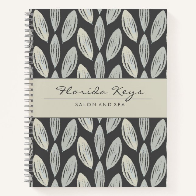Elegant Neutral Dark Grey Braided Leaves Vibe Notebook (Front)