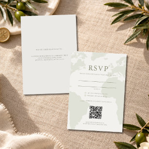 Elegant Neutral Destination Wedding QR Code RSVP Card