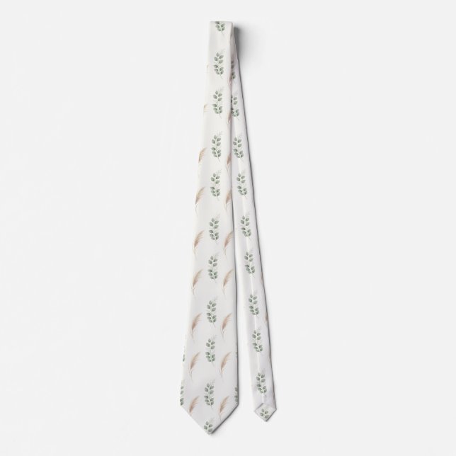 Elegant Neutral Dried Floral  Tie (Front)