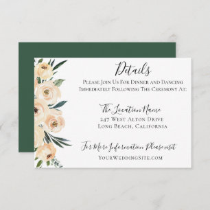 Elegant Neutral Floral Arrangement Wedding Details Invitation
