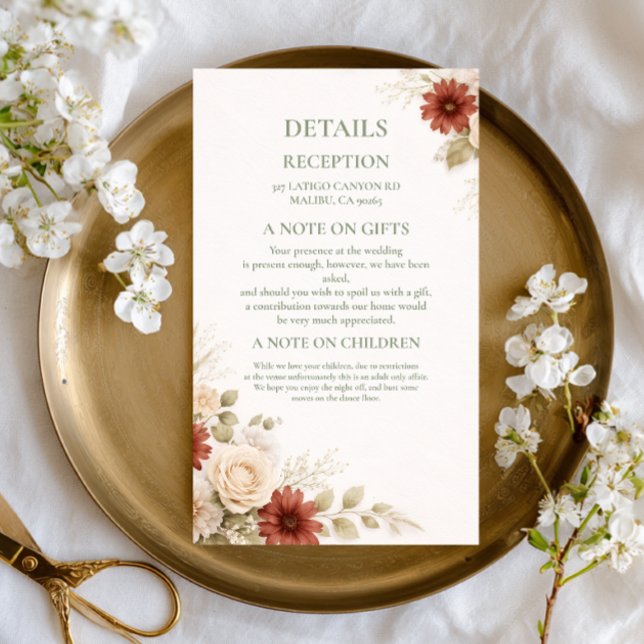 Elegant Neutral Floral Information Enclosure Card (Creator Uploaded)