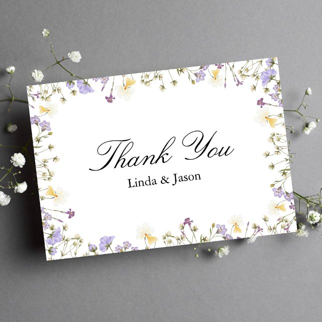 Elegant Neutral Floral Wedding Thank You Card (Creator Uploaded)
