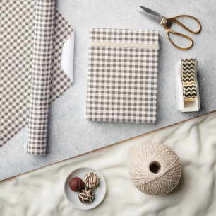 Elegant Neutral Gingham Holiday Wrapping Paper