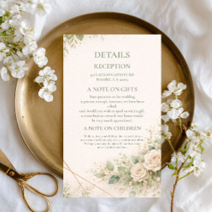 Elegant Neutral Greenery Floral Enclosure Card