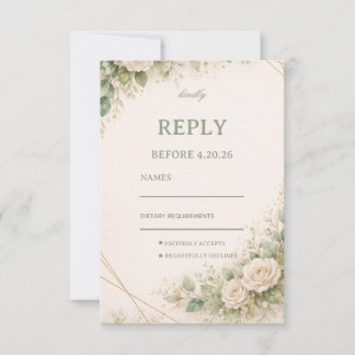 Elegant Neutral Greenery Floral RSVP Card
