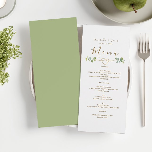 Elegant Neutral Greenery Wedding Menu Card (Creator Uploaded)