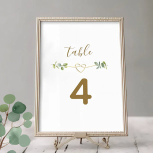 Elegant Neutral Greenery Wedding Table Number