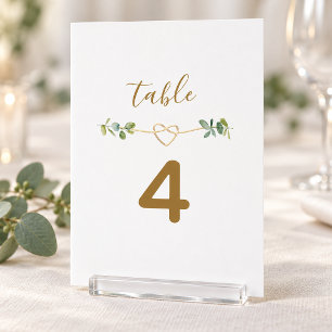 Elegant Neutral Greenery Wedding Table Number