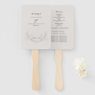 Elegant Neutral Hand-Drawn Foliage Wedding Program Hand Fan