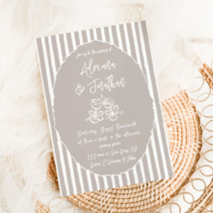 Elegant Neutral Hand Drawn Wedding Invitation