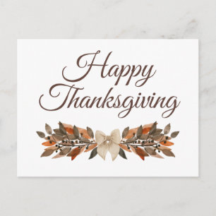 Elegant Neutral “Happy Thanksgiving” Postcard