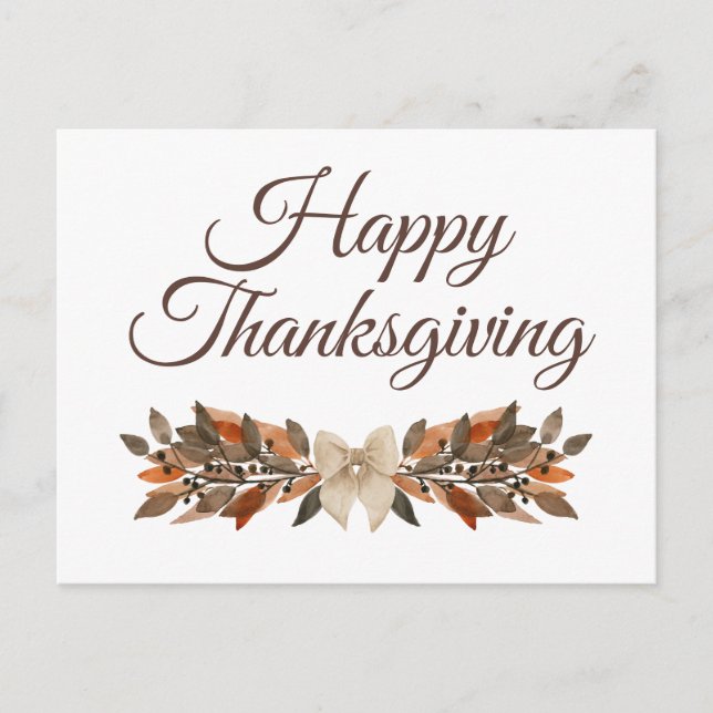 Elegant Neutral “Happy Thanksgiving” Postcard (Front)