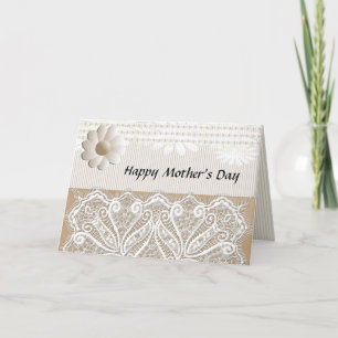 Elegant Neutral Lacy Mother's Day Card