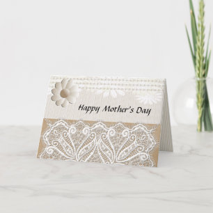 Elegant Neutral Lacy Mother's Day Card