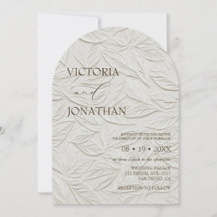 Elegant Neutral Leaves Pattern Wedding Invitation