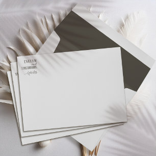 Elegant Neutral Line Art Flower Wedding Envelope
