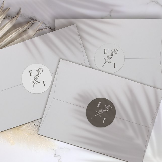Elegant Neutral Line Art Flower Wedding Stickers (Creator Uploaded)