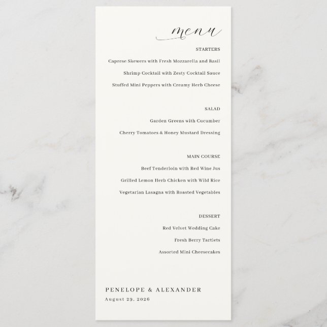 Elegant Neutral Menu Template (Front)
