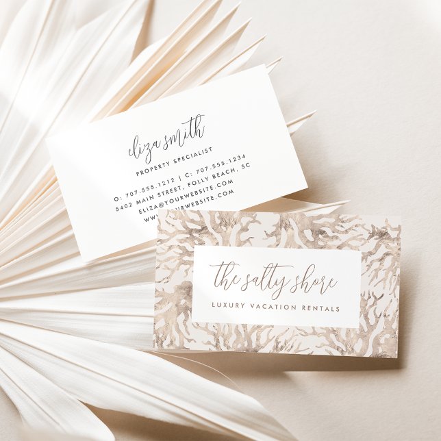 Elegant Neutral Ocean Coral Business Card (Creator Uploaded)