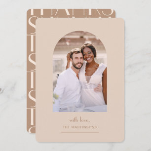 Elegant Neutral Photo Wedding Thank You Card