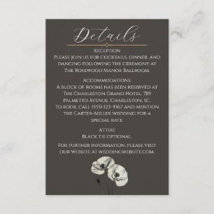 Elegant Neutral Poppies Wedding Minimalist Enclosure Card