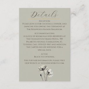 Elegant Neutral Poppies Wedding Minimalist Enclosure Card