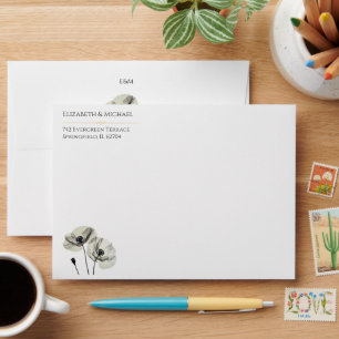 Elegant Neutral Poppies Wedding Minimalist Envelope