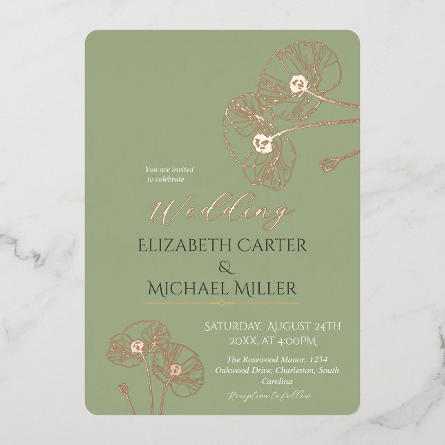 Elegant Neutral Poppies Wedding Minimalist Suite (Front)