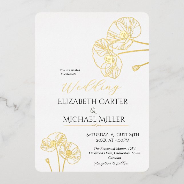 Elegant Neutral Poppies Wedding Minimalist Suite (Front)