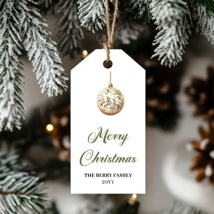 Elegant Neutral Sage Green Christmas Gift Tags