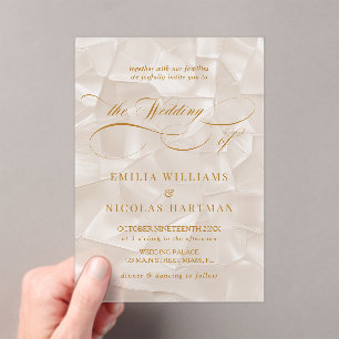 Elegant Neutral Script Wedding Acrylic Invitations