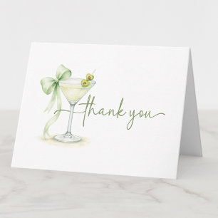 Elegant Neutral Shower Martini Party Thank You Card